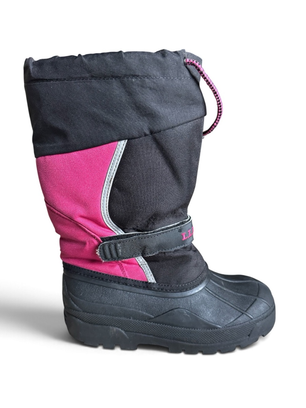 L.L. Bean Kids Insulated Waterproof Snow Boots Black Pink Girls Size 3